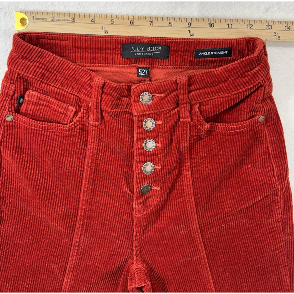 Judy Blue Pants Ankle Straight Corduroy Button Fly Rust Sz 5/27 - Picture 5 of 10